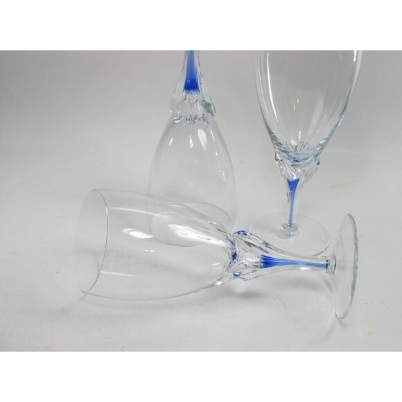 Studio Nova Crystal Large Iced Tea 8" Goblets Blue Core Bundle of 3 - Picture 7 of 8